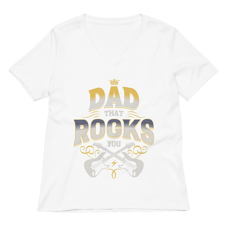 [ID: 782-G460] Dad That Rocks You - Electric Guitar Women's Relaxed V-Neck T-Shirt
