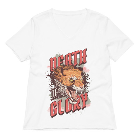 [ID: 782-G479] Death or Glory - Fierce Animal Women's Relaxed V-Neck T-Shirt