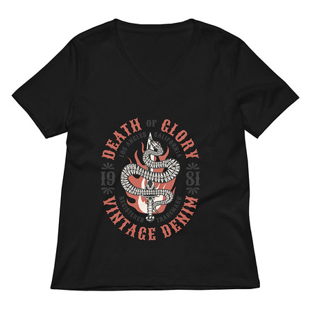 [ID: 782-G480] Death or Glory - Sword Snake Women's Relaxed V-Neck T-Shirt