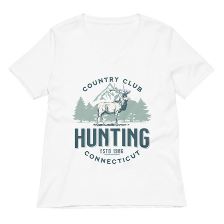 [ID: 782-G483] Deer Hunting Country Club  Women's Relaxed V-Neck T-Shirt