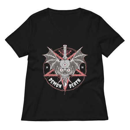 [ID: 782-G486] DEMON DEATH Women's Relaxed V-Neck T-Shirt