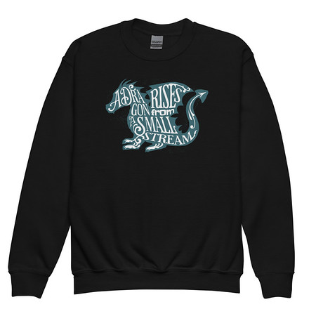 [ID: 677-G16] A Dragon Rises - Typographic Lettering Youth Crew Neck Sweatshirt