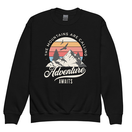[ID: 677-G27] Adventure Await - Wilderness Camping Youth Crew Neck Sweatshirt