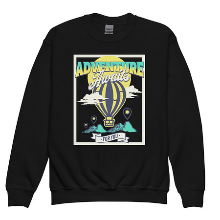 [ID: 677-G28] Adventure Awaits Youth Crew Neck Sweatshirt