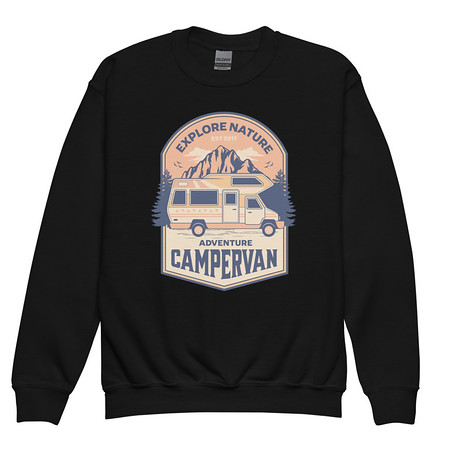 [ID: 677-G29] Adventure Campervan - Outdoor Youth Crew Neck Sweatshirt
