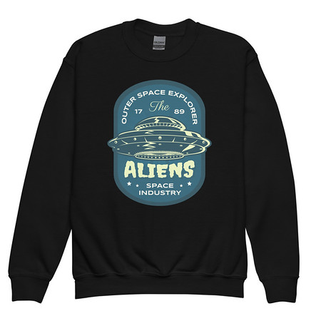 [ID: 677-G40] Aliens Outer Space Explorer - UFO Youth Crew Neck Sweatshirt