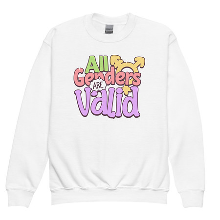 [ID: 677-G45] All Genders are Valid Youth Crew Neck Sweatshirt