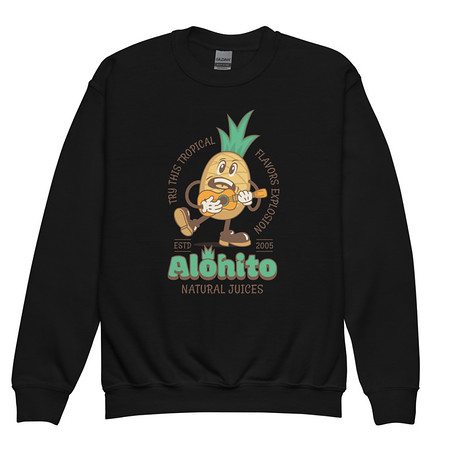 [ID: 677-G54] Alohito Natural Juices - Pineapple Mascot Youth Crew Neck Sweatshirt
