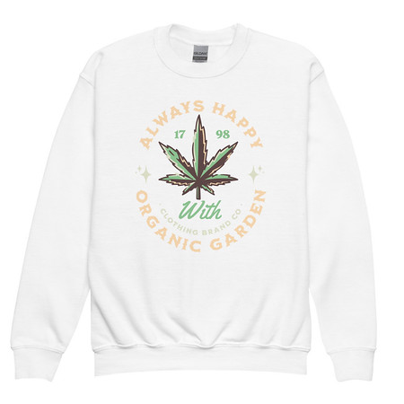 [ID: 677-G55] Always Happy - Cannabis Youth Crew Neck Sweatshirt