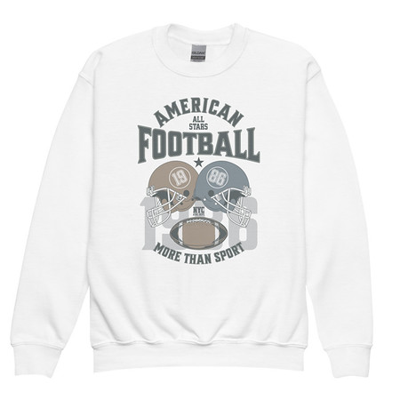 [ID: 677-G64] American All Star Football - Sports Helmet Youth Crew Neck Sweatshirt