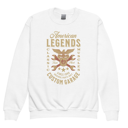 [ID: 677-G75] American Legends Garage - Eagle Youth Crew Neck Sweatshirt