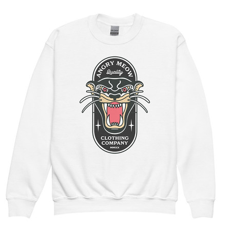 [ID: 677-G84] Angry Meow Clothing Company - Panther Youth Crew Neck Sweatshirt