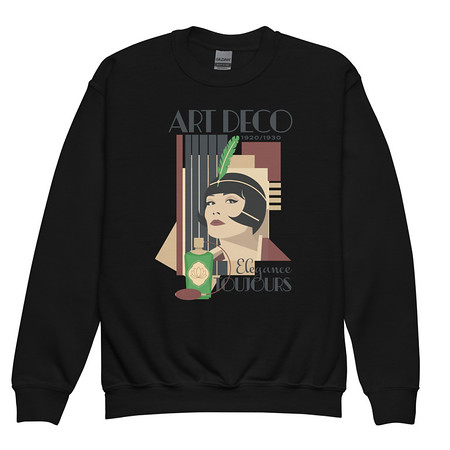 [ID: 677-G102] Art Deco Elegance Toujours Youth Crew Neck Sweatshirt