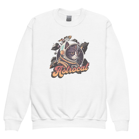 [ID: 677-G108] Astrocat - Retro graphic Youth Crew Neck Sweatshirt