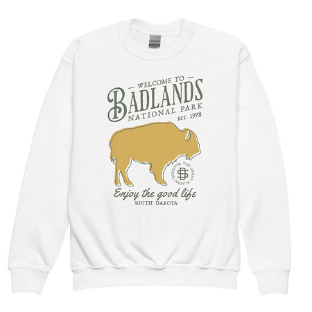 [ID: 677-G131] Badlands National Park - Bison Youth Crew Neck Sweatshirt