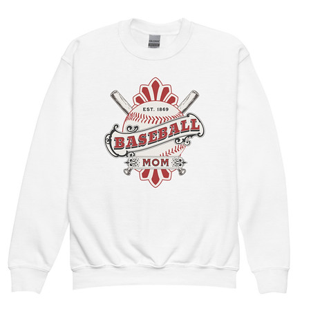 [ID: 677-G144] Baseball Mom Youth Crew Neck Sweatshirt