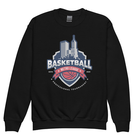 [ID: 677-G149] Basketball Sports Logo Youth Crew Neck Sweatshirt