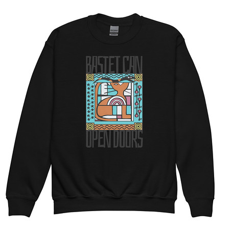 [ID: 677-G150] Bastet can Open Doors Youth Crew Neck Sweatshirt