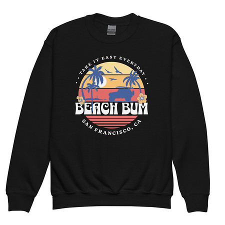 [ID: 677-G164] Beach Bum - Sunset Surfing Youth Crew Neck Sweatshirt