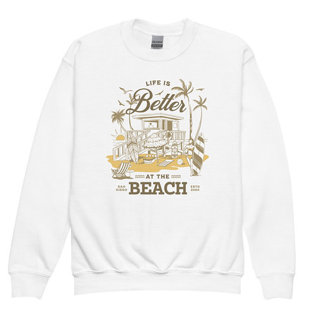 [ID: 677-G167] Beach Life - Outdoor Youth Crew Neck Sweatshirt