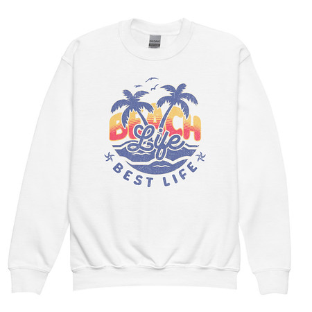 [ID: 677-G168] Beach Life Best Life Youth Crew Neck Sweatshirt