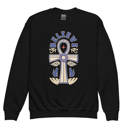 [ID: 677-G178] Believe  - Faith Symbol Youth Crew Neck Sweatshirt