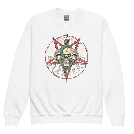[ID: 677-G181] Belzebeast Pentagram - Halloween Skull with Snake Youth Crew Neck Sweatshirt