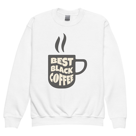[ID: 677-G185] Best Black Coffee - Hot Cup Youth Crew Neck Sweatshirt