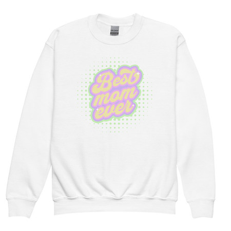 [ID: 677-G188] Best Mom Ever - Retro Typography Youth Crew Neck Sweatshirt