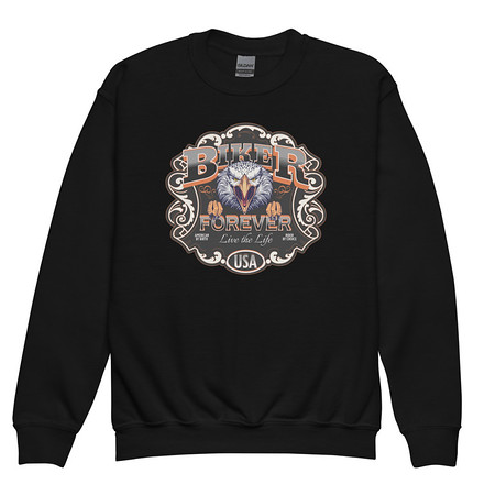 [ID: 677-G208] biker forever Youth Crew Neck Sweatshirt