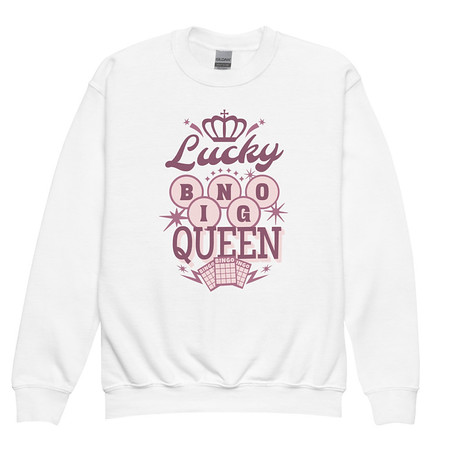 [ID: 677-G209] Bingo Queen - Retro Crown Youth Crew Neck Sweatshirt