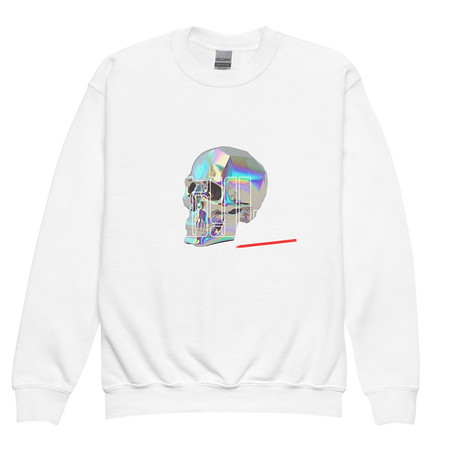 [ID: 677-G213] Black 3D Skull Youth Crew Neck Sweatshirt