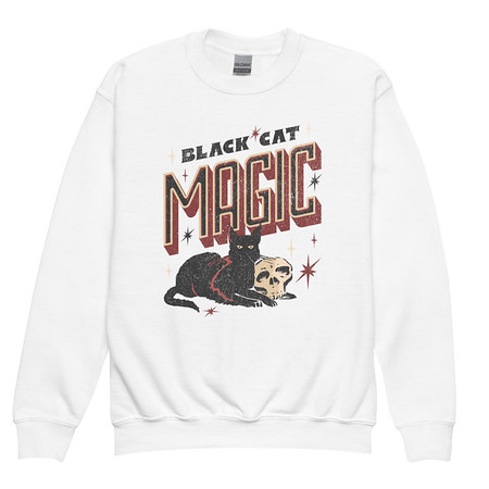 [ID: 677-G214] Black Cat Magic Youth Crew Neck Sweatshirt