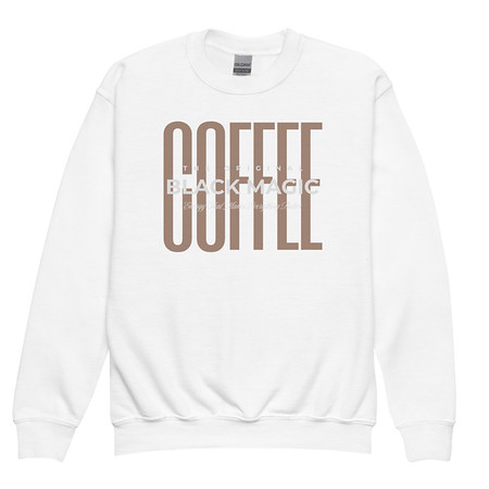 [ID: 677-G226] Black Magic - Minimal Modern Coffee Quote Youth Crew Neck Sweatshirt