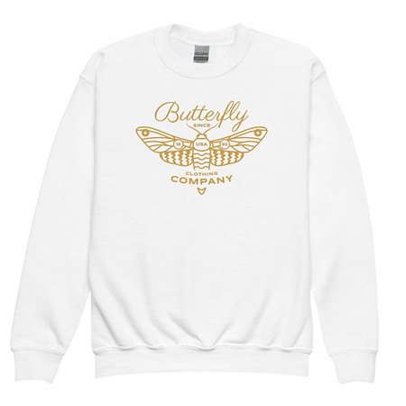 [ID: 677-G240] Blue Butterfly - Minimal Youth Crew Neck Sweatshirt