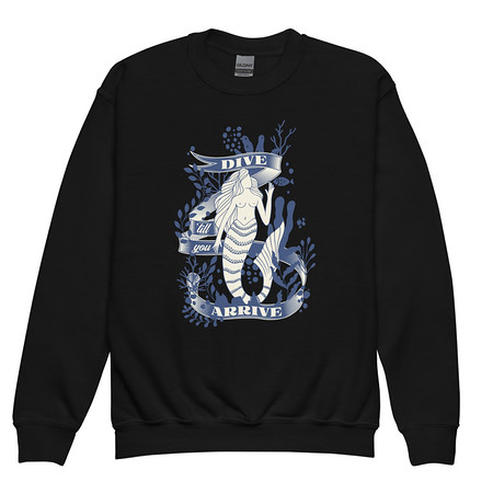 [ID: 677-G241] Blue Mermaid - Nautical Youth Crew Neck Sweatshirt