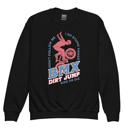 [ID: 677-G244] BMX Dirt Jump - Extreme Sports Youth Crew Neck Sweatshirt