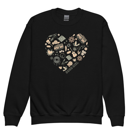 [ID: 677-G248] Boho Girl Poster Youth Crew Neck Sweatshirt