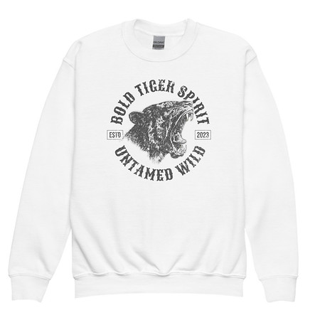 [ID: 677-G249] Bold Tiger Spirit Youth Crew Neck Sweatshirt