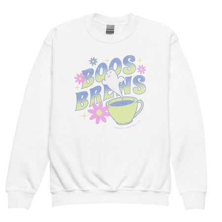 [ID: 677-G254] Boos + Brews - Halloween Youth Crew Neck Sweatshirt