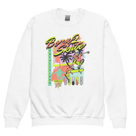 [ID: 677-G256] Born 2 Skate - Retro Skeleton Youth Crew Neck Sweatshirt