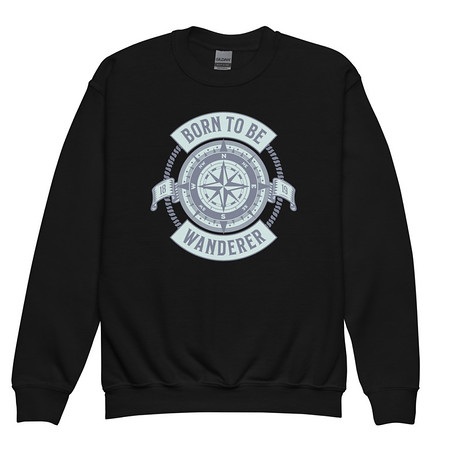 [ID: 677-G261] Born to be Wanderer - Compass Youth Crew Neck Sweatshirt