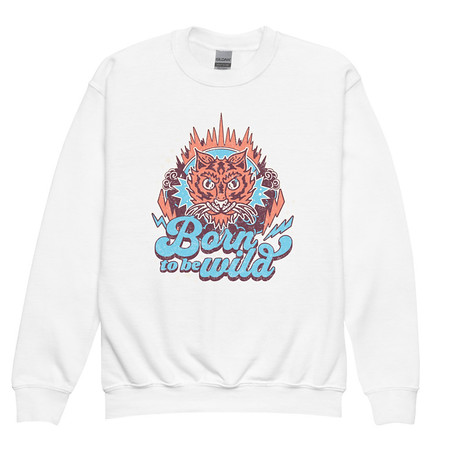 [ID: 677-G263] Born to be Wild - Tiger Youth Crew Neck Sweatshirt