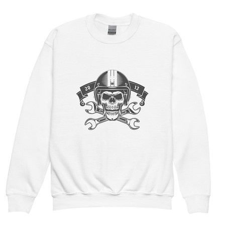 [ID: 677-G268] Born to Ride - Biker Club Skull  Youth Crew Neck Sweatshirt