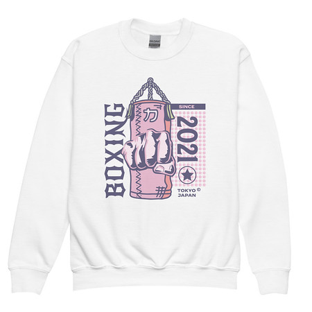 [ID: 677-G277] Boxing Fist - Punching Bag Youth Crew Neck Sweatshirt