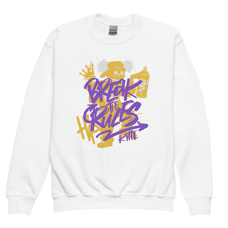 [ID: 677-G282] Break the Rules Graffiti - Spray Paint Youth Crew Neck Sweatshirt