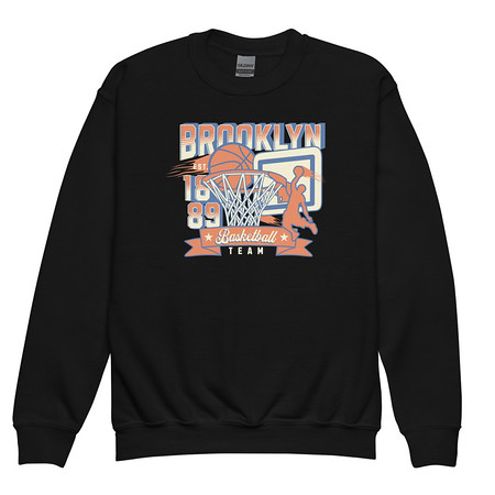 [ID: 677-G290] Brooklyn Basketball Team - Athletic Sports Youth Crew Neck Sweatshirt
