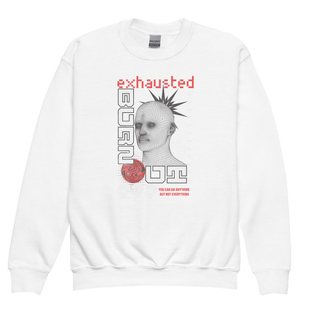 [ID: 677-G298] Burn Out - Futuristic 3D Head Youth Crew Neck Sweatshirt
