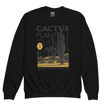 [ID: 677-G304] Cacus Plant - Desert Youth Crew Neck Sweatshirt