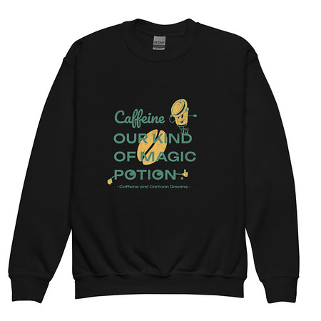[ID: 677-G307] Caffeine Cartoon Youth Crew Neck Sweatshirt